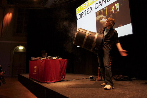 Jared Ficklin drummin' on a bin